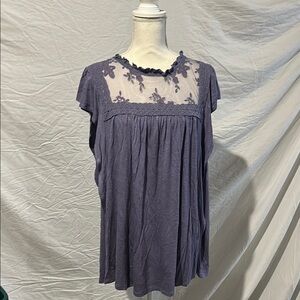 Torrid Blue Ruffled Cap Sleeve Blouse